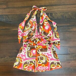 Vintage Colorful Halter Neck Top